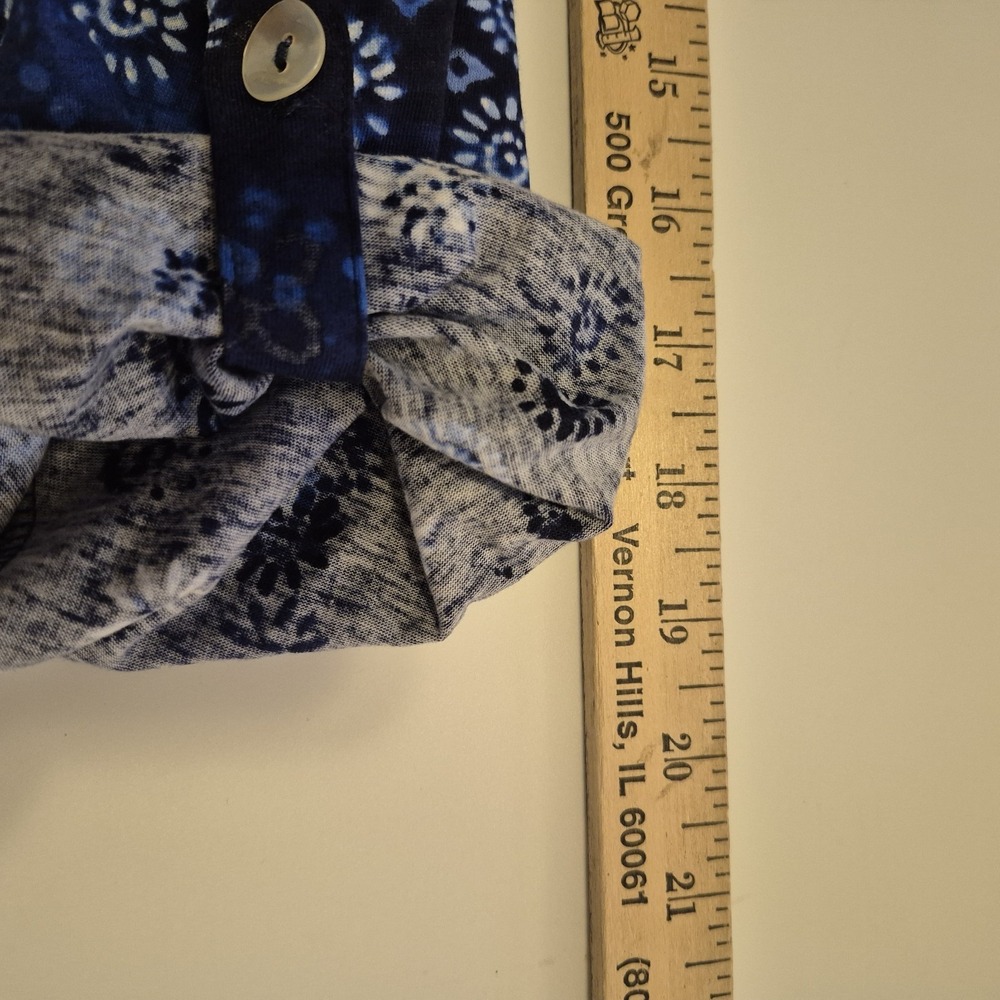 Westbound Woman 1X Blue Boho Bandana Print Long Sleeve Tunic Top - Picture 6 of 8